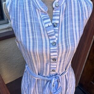 Blue and White Striped Linen Dress, size 6